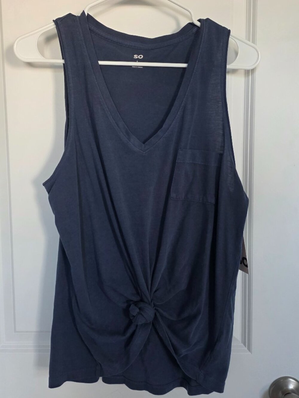 SO Brand Dark Blue Knotted Tank Top - Size Large